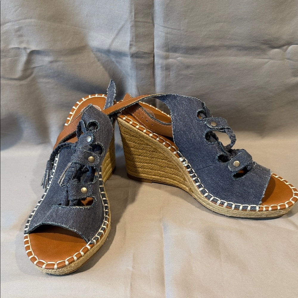 SO Denim Blue Wedge Sandals